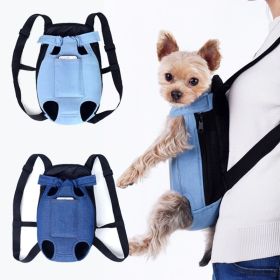 Denim Pet Dog Backpack Outdoor Travel Dog Carrier Bag for Small Dogs Puppy Carrying Bags Pets Products Trasporting (Color: Denim Light Blue, size: L)
