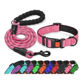 No Pull Dog collar; Adjustable Nylon Dog collar & Leash For Walking Training; Pet Supplies (Color: Pink, size: M)