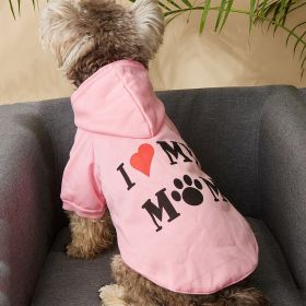 Pet Hoodie For Small & Medium Dogs; I Love My Mom Dog Hoodie Shirts; Cute Pet Apparel (Color: Pink, size: L)