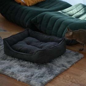 Dog Bed Washable Medium Dog Sofa Bed Super Soft Rectangular Cuddle Pet Bed With Non-Slip Fluffy Bottom(Dark Gray, 20.8 * 15.7 * 6.7) (colour: Dark gray)
